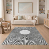 Bold Black Sunburst Geometric Area Rug
