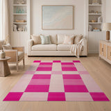 Vibrant Pink Grid Area Rug