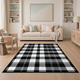 Black White Buffalo Check Washable Area Rug