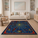ODIKA Spiderweb Pixel Art Washable Area Rug - Low Pile Non-Slip Kids & Pet Friendly Carpet