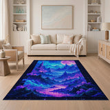 Fantasy Purple Tower Pink Moon Landscape Rug