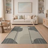 Abstract Organic Shapes Black Beige Area Rug