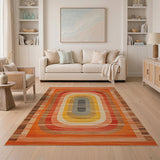 Vibrant Concentric Oval Geometric Area Rug