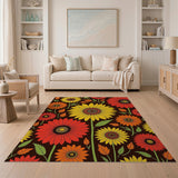 Vibrant Sunflower Autumn Floral Area Rug