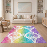 ODIKA Rainbow Floral Washable Area Rug