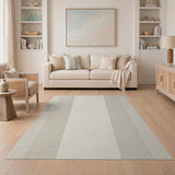 Textured Beige Vertical Stripe Area Rug