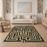 Gold Maze Labyrinth 3D Area Rug