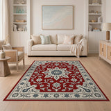 Red Persian Floral Medallion Red Area Rug