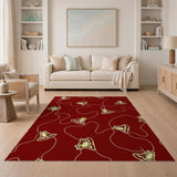 Whimsical Jingle Bells Red Pattern Rug