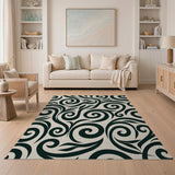 Elegant Black Swirl Vine Area Rug