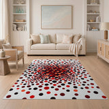 Radiant Red Circle Burst Area Rug