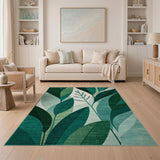Abstract Area Green Abstract Green Leaves Area Rug