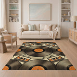 Retro Vinyl Records Cassette Area Rug