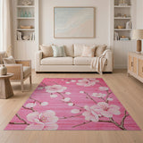 Pink Floral Vintage Pink Cherry Blossom Floral Area Rug