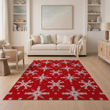 Festive Red Snowflake No. 6 Area Rug