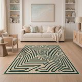 Beige Tribal Maze Area Rug