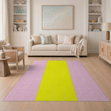 Vibrant Pink Yellow Striped Polka Dot Rug