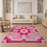 Vibrant Pink Floral Medallion Rug