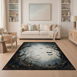 Haunted Halloween Forest Bats Pumpkins Rug