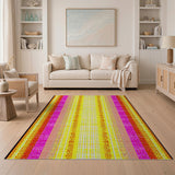 Vibrant Multi-Color Grid Stripe Area Rug
