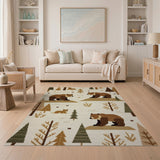 Rustic Woodland Bear Family Rug