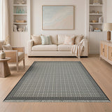 Monochrome Geometric Hexagon Area Rug