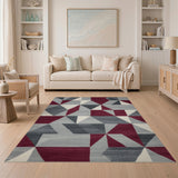 Geometric Modern Grey Geometric Triangle Area Rug