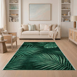 Lush Emerald Palm Monstera Leaf Area Rug