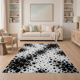 Black White Abstract Dot Splatter Area Rug