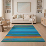 Geometric Modern Multi-color and Patterns Vibrant Multi-Color Stripe Area Rug