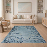 Teal Cherry Blossom Branch Area Rug