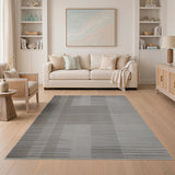 Grey Geometric Woven Block Area Rug