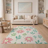 Multi-color and Patterns Pink Daisy Floral Pattern Area Rug