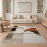 ODIKA Modern Abstract Geometric Washable Area Rug - Low Pile, Non-Slip & Pet Friendly