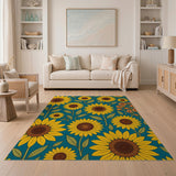 Vibrant Sunflower Teal Area Rug