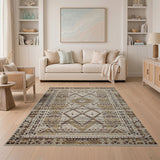 Tan Brown Geometric Southwestern Area Rug