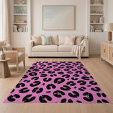 Hot Pink Leopard Print Pink Area Rug