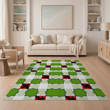 Vibrant Green Plaid Grid Area Rug