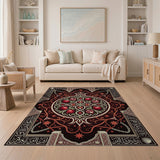 Red Pomegranate Persian Area Rug with Calligraphy