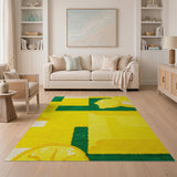Vibrant Lemon Yellow Geometric Area Rug