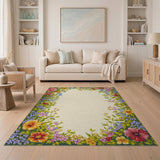 Vibrant Floral Border Area Rug