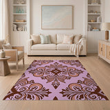 Damask Elegant Pink Damask Floral Area Rug