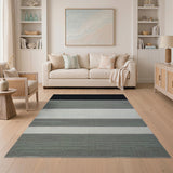 Modern Horizontal Striped Grey Area Rug