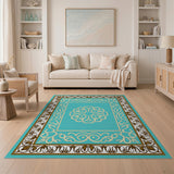 Teal Traditional Persian Medallion Rug