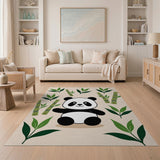 Adorable Cartoon Panda with Bamboo Area Rug