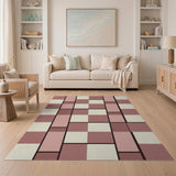 Modern Pink Geometric Grid Area Rug
