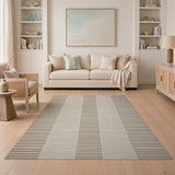 Coastal Beach Beige Striped Woven Area Rug