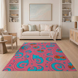 Vibrant Pink Fruit Swirl Area Rug