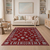 Heritage Tribal Red Snowflake Holiday Area Rug