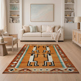 Southwestern Orange Kachina Dancers Rug